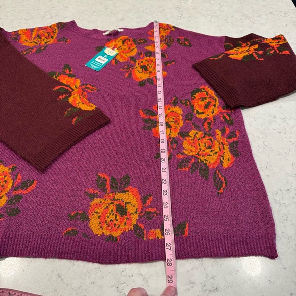 NWT The Pioneer Woman Colorblock Purple Garden Floral Sweater Sweet Rose XXL(20) - Picture 11 of 15